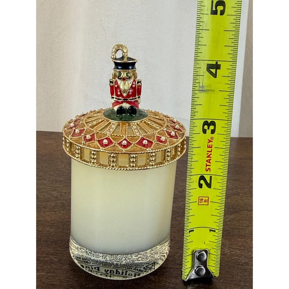 VTG‎ St. John Votive Candle with Gold Metal Nutcracker Figurine 2